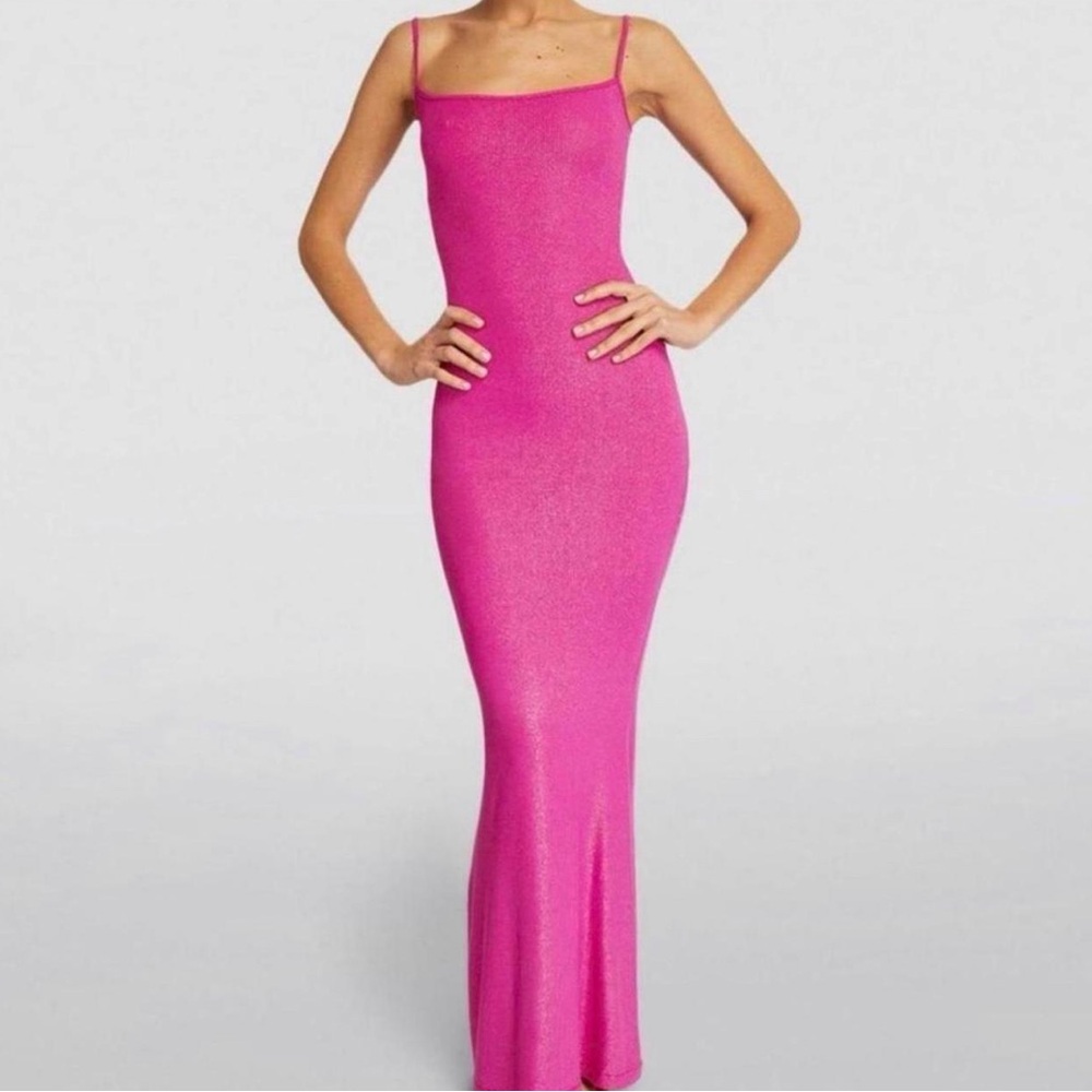 SKIMS Glitter Pink Maxi Lounge Dress